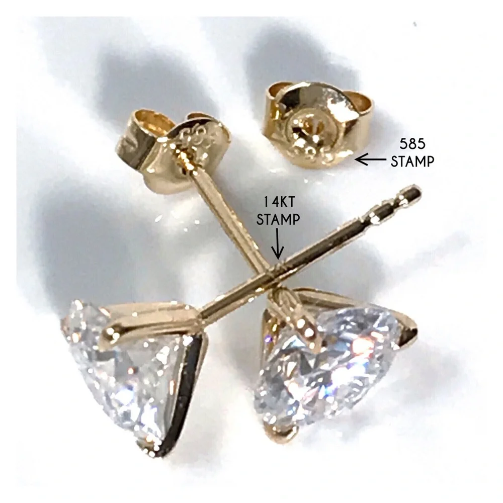 14KT 2 CARAT GENUINE MOISSANITE SOLID YELLOW GOLD MARTINI SET STUD EARRINGS NWOT - Picture 5 of 12